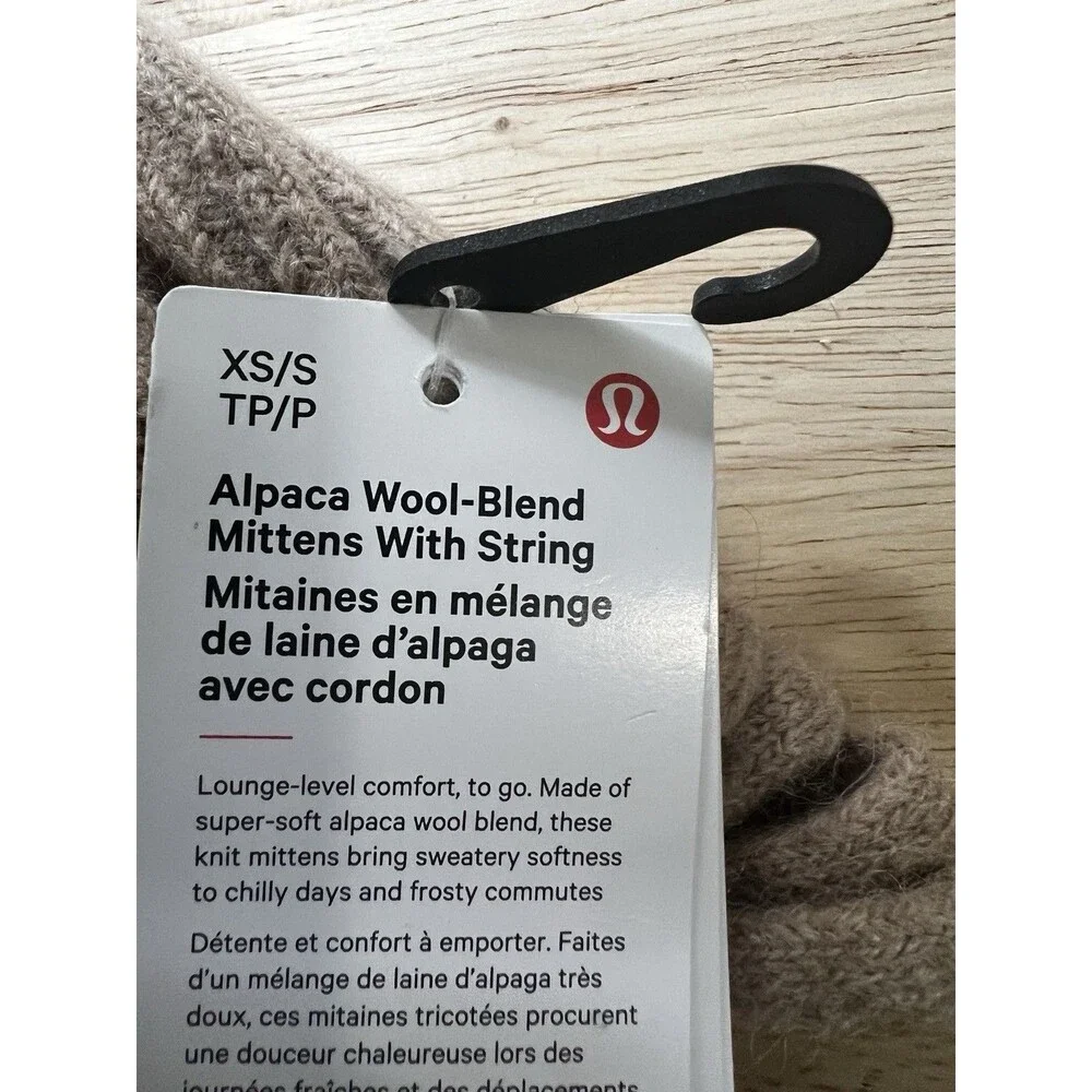 new Lululemon Alpaca Wool-Blend women's Mittens camel size small xs beige